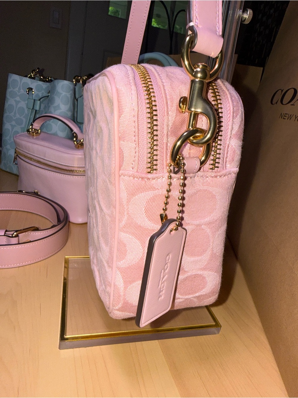 Coach Outlet Carey Crossbody Bag In Signature Pink Denim - Picture 7 of 15